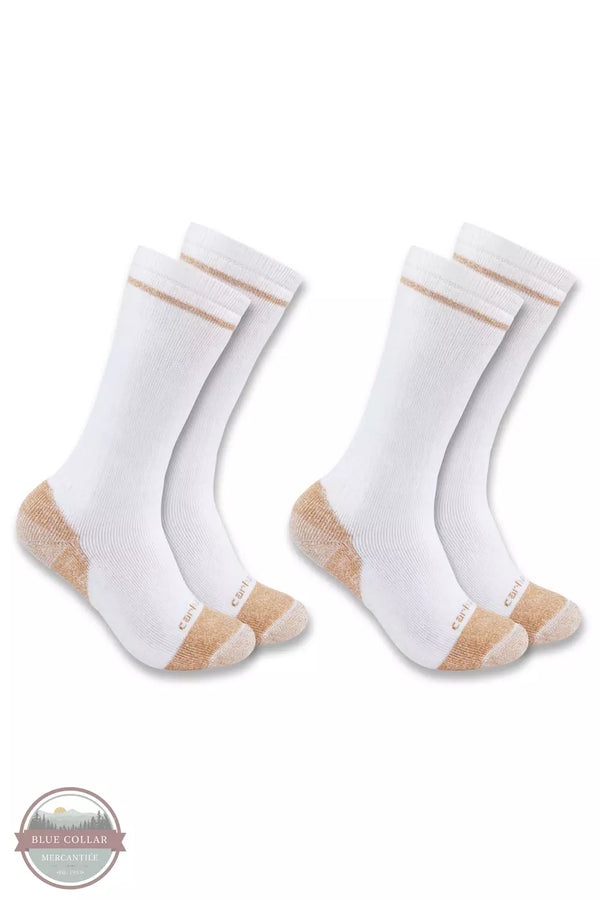 Carhartt SB5552M Midweight Cotton Blend Steel Toe Boot Socks 2-Pack White Side View