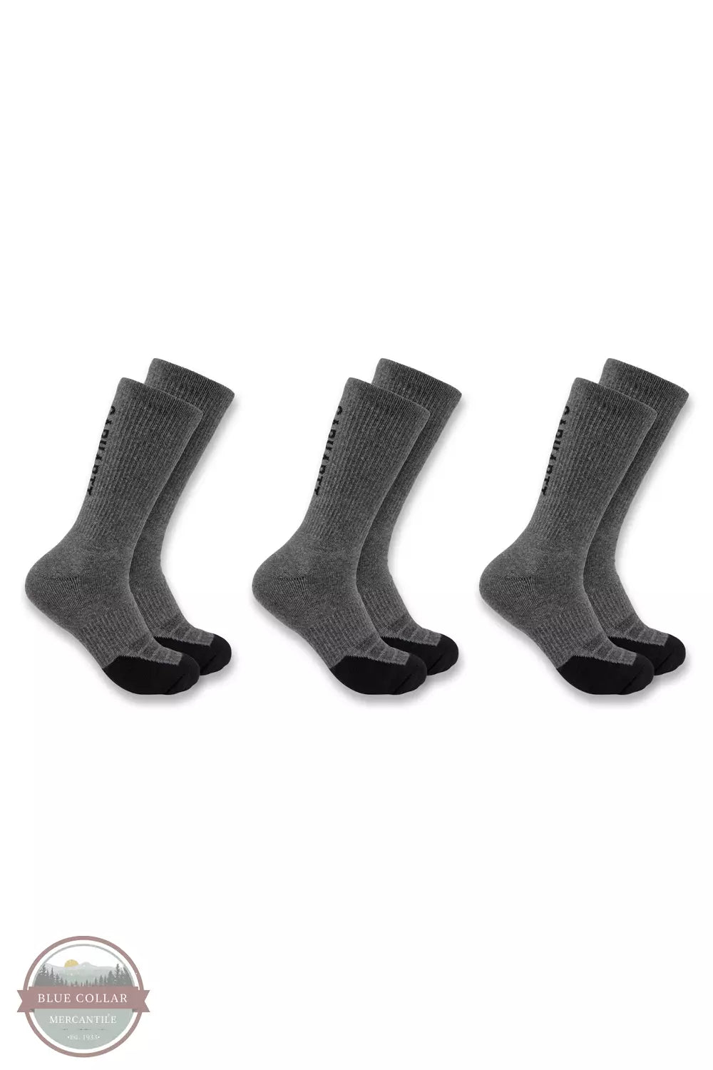 Carhartt SC9913M Force® Midweight Logo Crew Socks 3-Pack Carbon Heather Side View