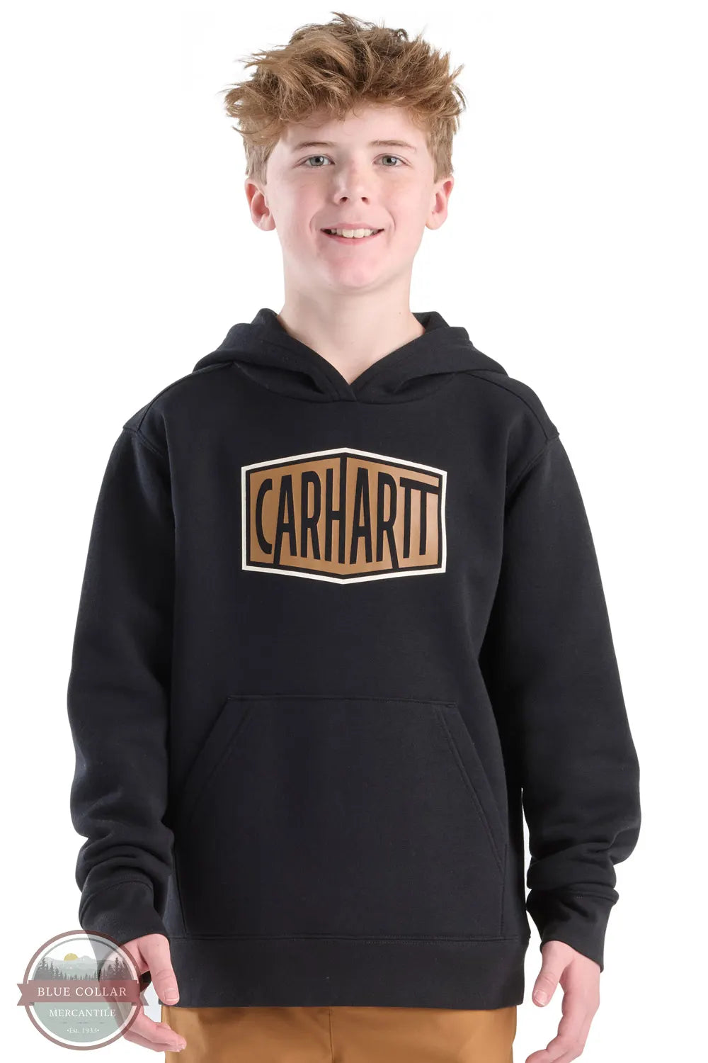 Carhartt CA6775 Boys Long Sleeve Graphic Hoodie K01 youth model front view