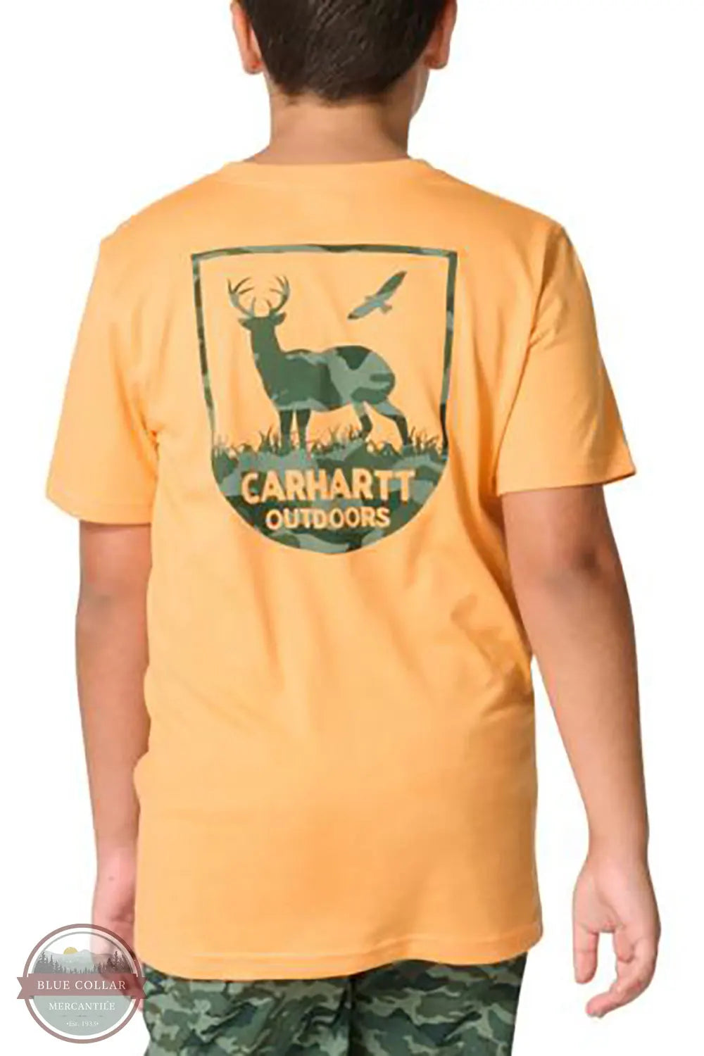 Carhartt CA6800-E166 Boys Sleeveless Outdoors Buck T-Shirt in Orange back image view