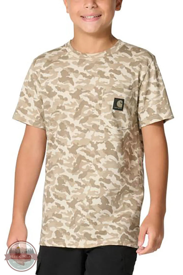 Carhartt CA6806 Boys Short Sleeve Pocket Camo T-Shirt in CR37 Brown Camo Front view