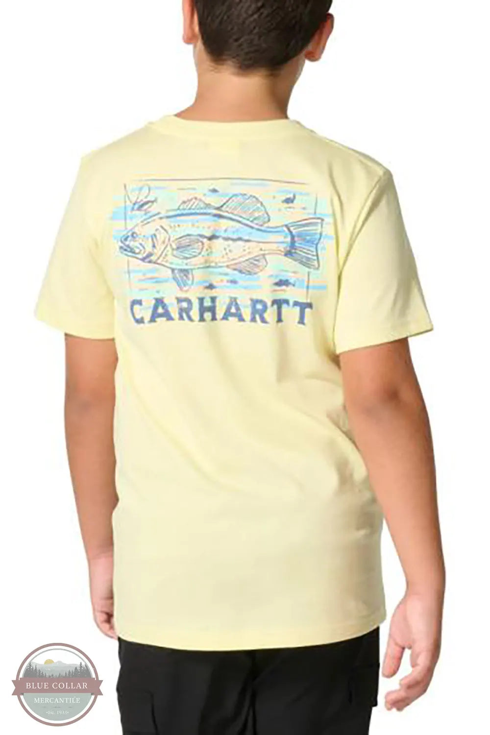 Carhartt CA6808-GN9 Boys Short Sleeve Fish Graphic T-Shirt in Yellow back image print