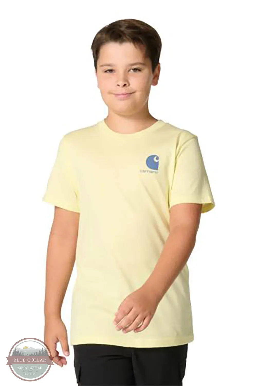 Carhartt CA6808-GN9 Boys Short Sleeve Fish Graphic T-Shirt in Yellow front view