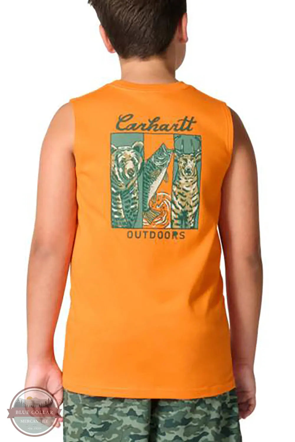 Carhartt CA6816-E152 Boys Sleeveless Outdoor Animals T-Shirt in Orange back image view