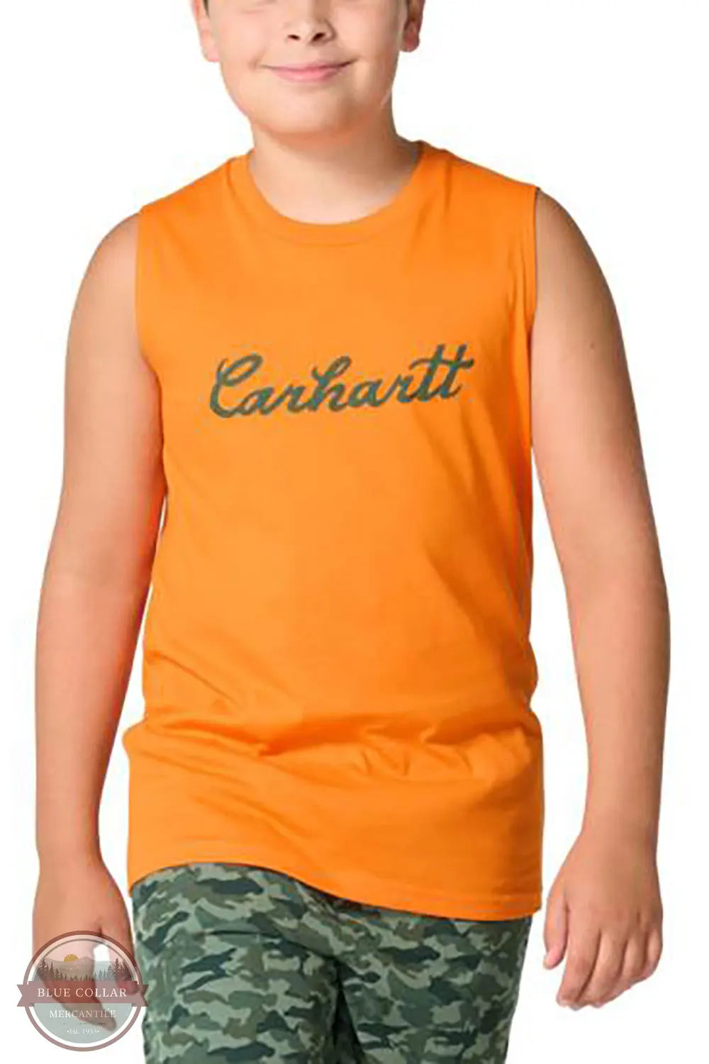 Carhartt CA6816-E152 Boys Sleeveless Outdoor Animals T-Shirt in Orange front view