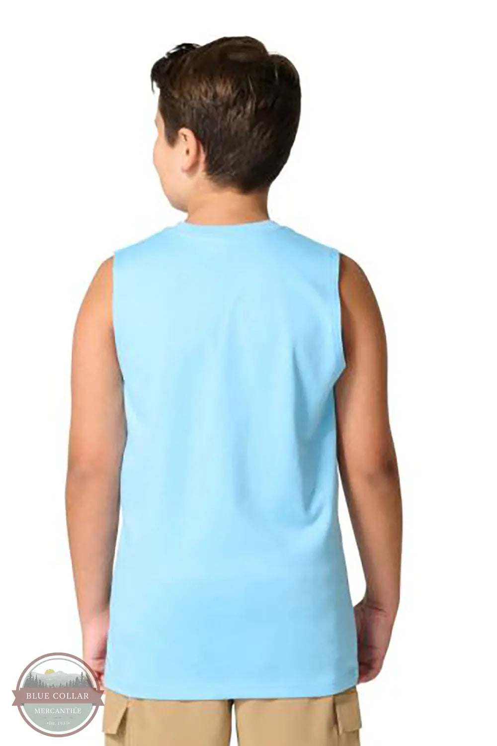 Carhartt CA6817-HS3 Boys Sleeveless Muddy ATV Graphic T-Shirt in Blue back view