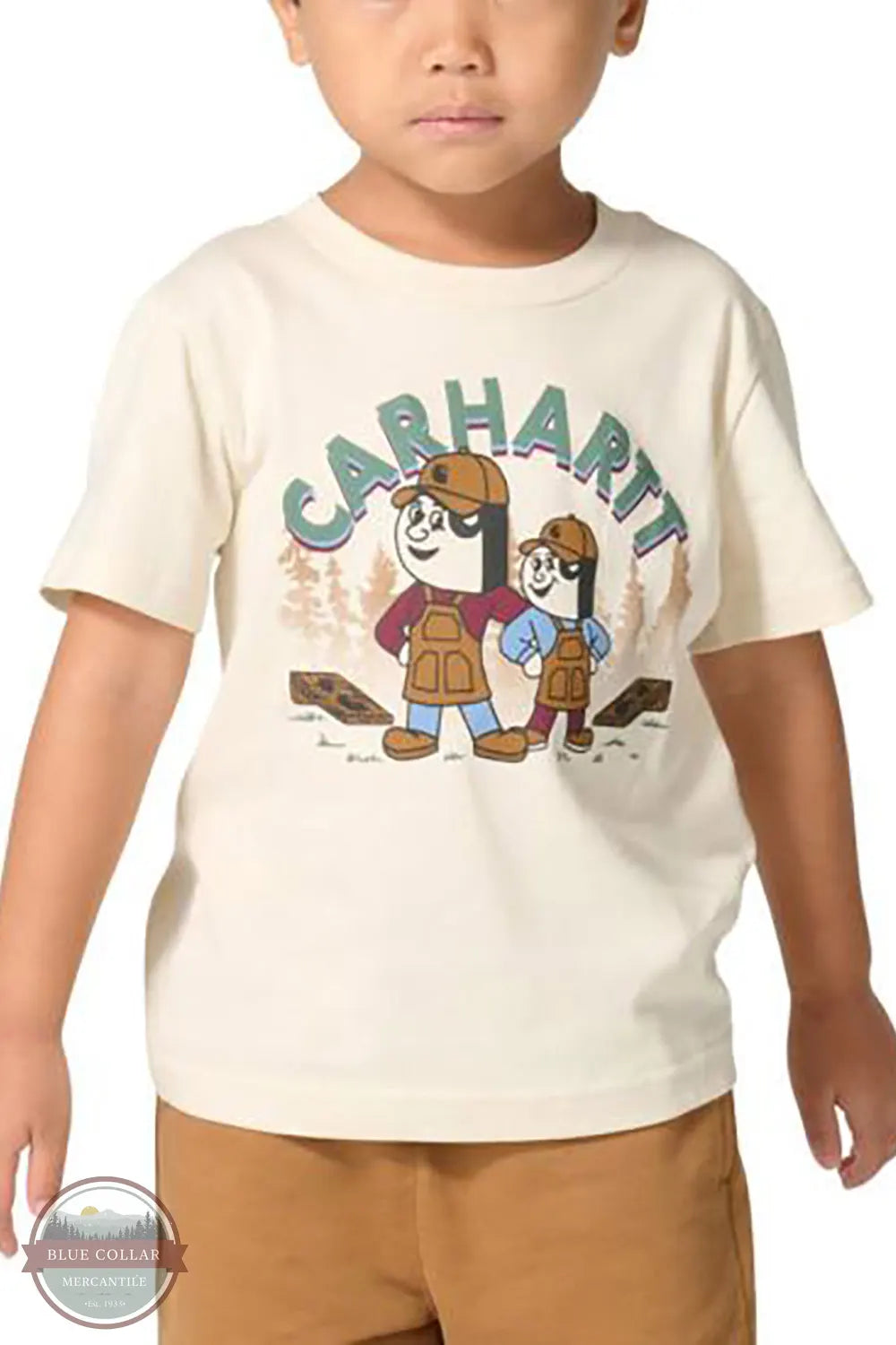 Carhartt CA6846-CA35 Boys Short Sleeve Character Graphic T-Shirt in Cream front view