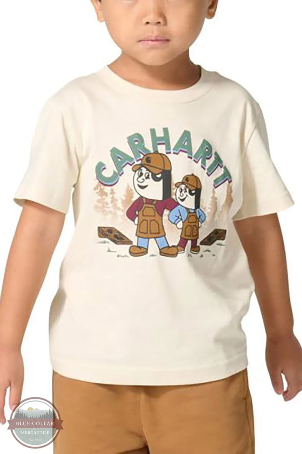 Carhartt CA6846-CA35 Boys Short Sleeve Character Graphic T-Shirt in Cream front view