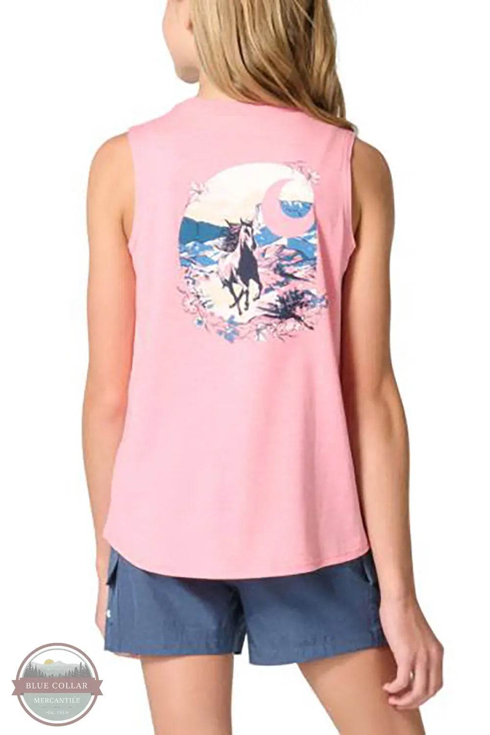 Carhartt CA7183-P391H Girls Sleeveless Running Wild T-Shirt in Pink back image view