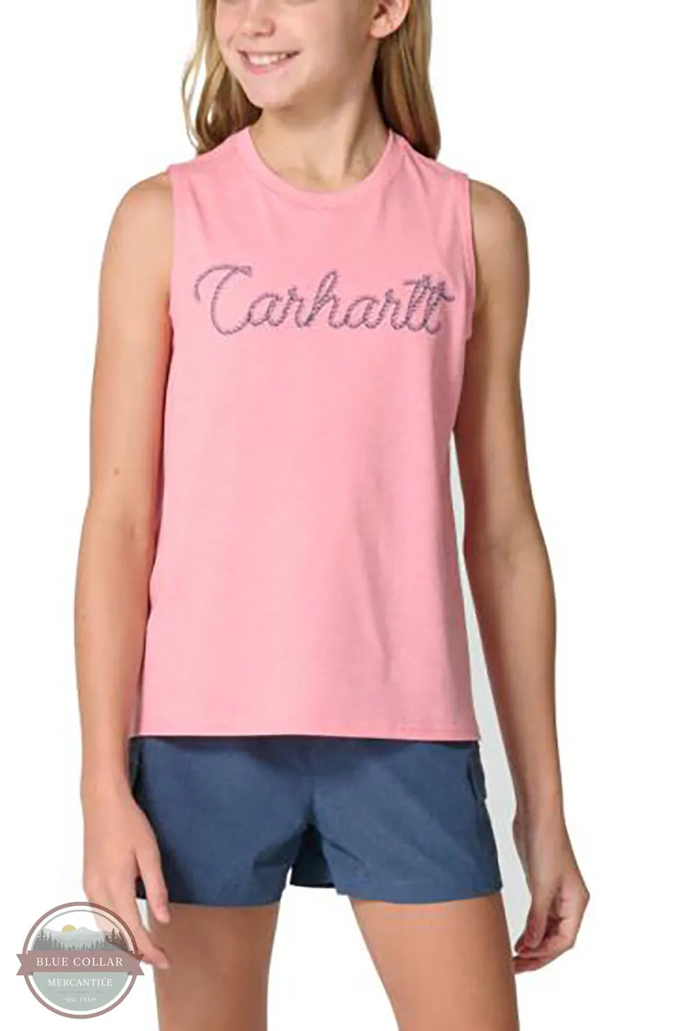 Carhartt CA7183-P391H Girls Sleeveless Running Wild T-Shirt in Pink front view