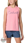 Carhartt CA7183-P391H Girls Sleeveless Running Wild T-Shirt in Pink front view