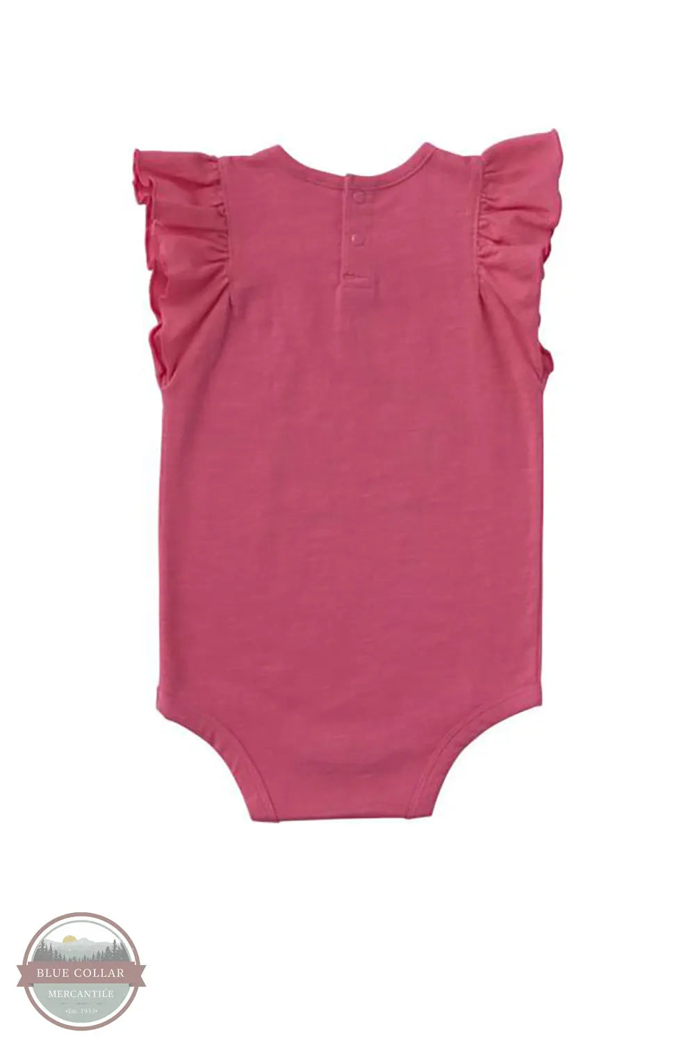 Carhartt CA7194-P391 Girls Short Ruffle Sleeve Horse Bodysuit in Pink back view