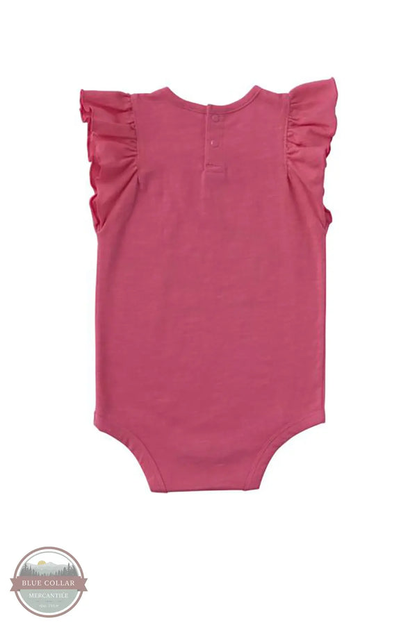 Carhartt CA7194-P391 Girls Short Ruffle Sleeve Horse Bodysuit in Pink back view