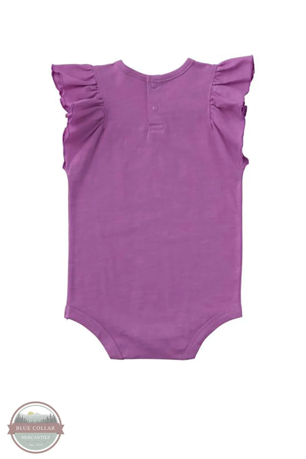 Carhartt CA7196-CP75 Girls Short Ruffle Sleeve Barn Bodysuit in Purple back view