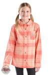 Carhartt CE9160 Girl's Long Sleeve Flannel Plaid Shirt in peach