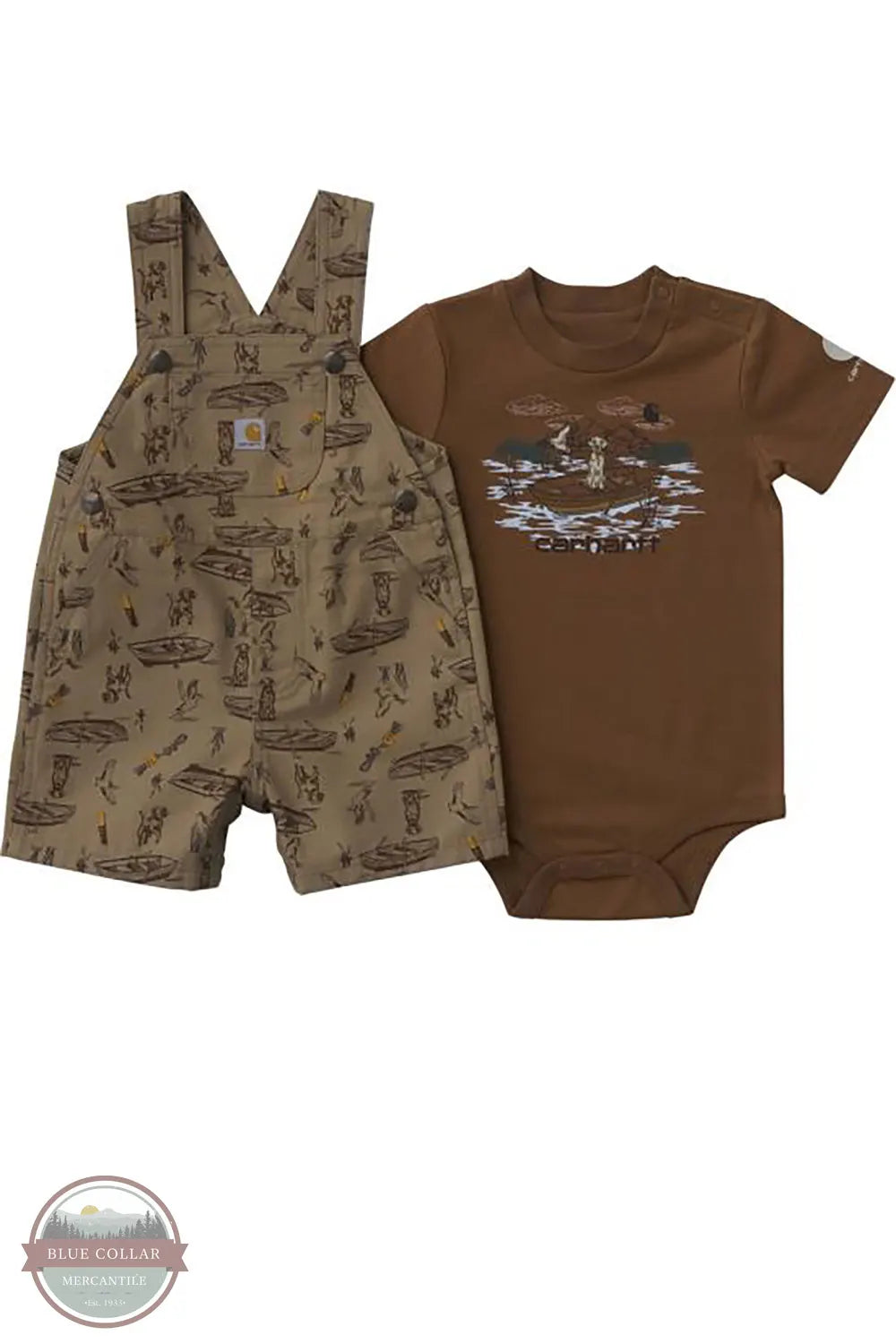 Carhartt CG8112-CT06 Short Sleeve Bodysuit and Canvas Printed Shortall Set front view