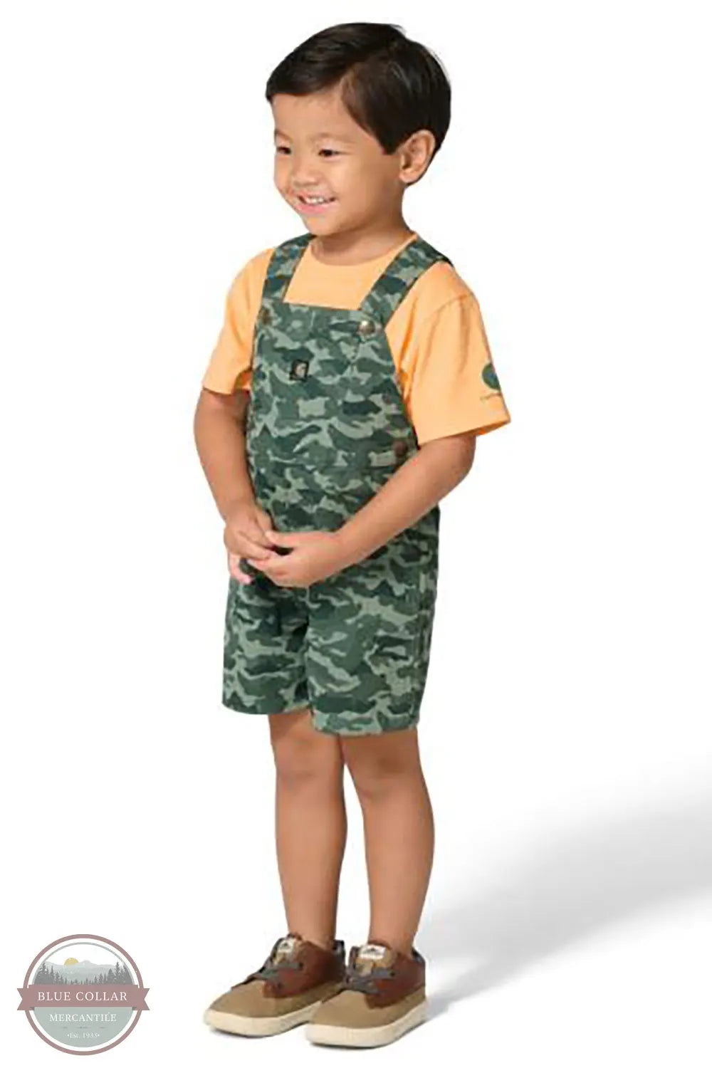 Carhartt CG8115-CR36 Short Sleeve Bodysuit and Canvas Camo Shortall Set front view