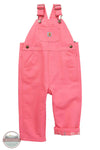 Carhartt CM9713 Girls Loose Fit Flannel-Lined Bib Overall in Pink front view