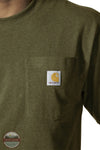 Carhartt K87 Loose Fit Heavyweight Short Sleeve Pocket T-Shirt Fall 25 pocket detail view K87 GL8 Dark Bronzed Green Heather