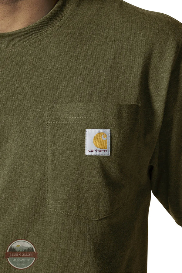Carhartt K87 Loose Fit Heavyweight Short Sleeve Pocket T-Shirt Fall 25 pocket detail view K87 GL8 Dark Bronzed Green Heather