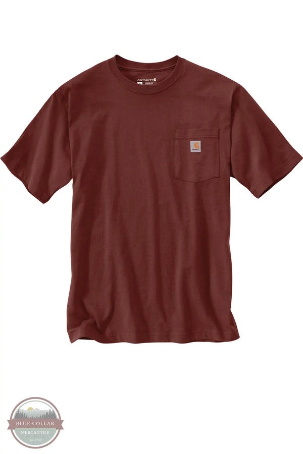 Carhartt K87 Loose Fit Heavyweight Short Sleeve Pocket T-Shirt Fall 25 front view K87 RD6 dark spice red