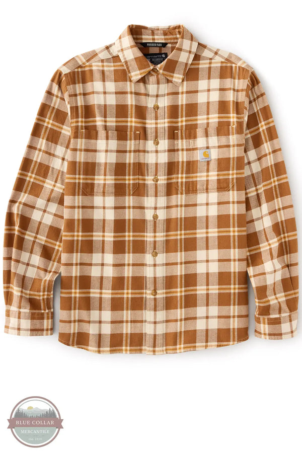 Carhartt 107010-BRN Rugged Flex Relaxed Fit Midweight Flannel Long-Sleeve Plaid Shirt in Carhartt Brown