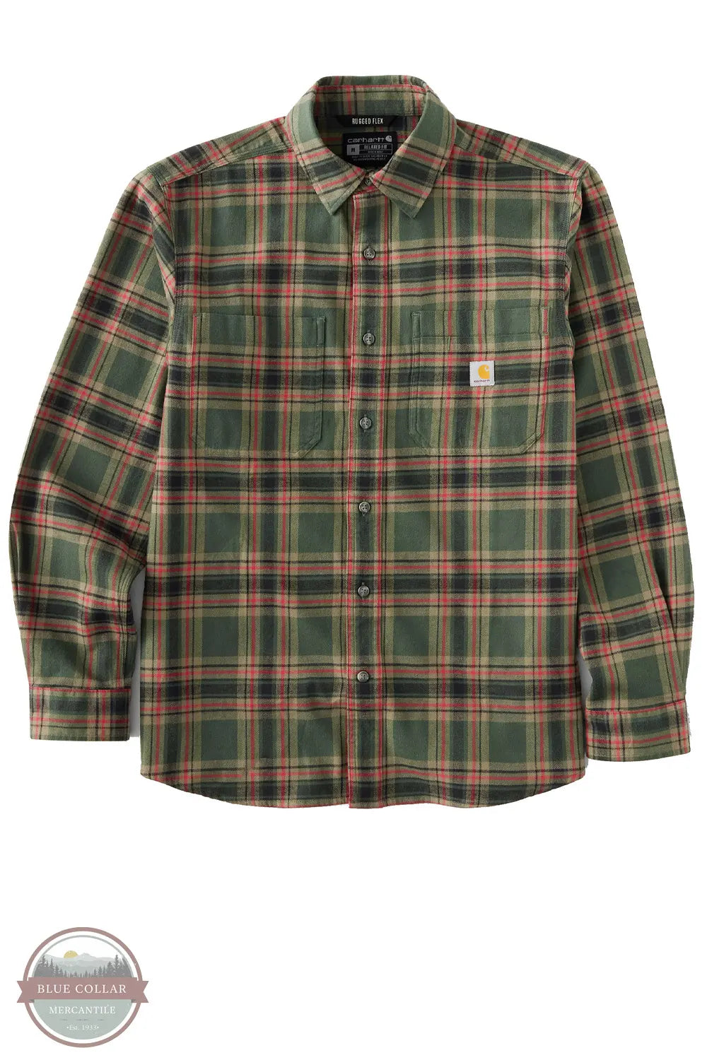Carhartt 107010-GS8 Rugged Flex Relaxed Fit Midweight Flannel Long-Sleeve Plaid Shirt