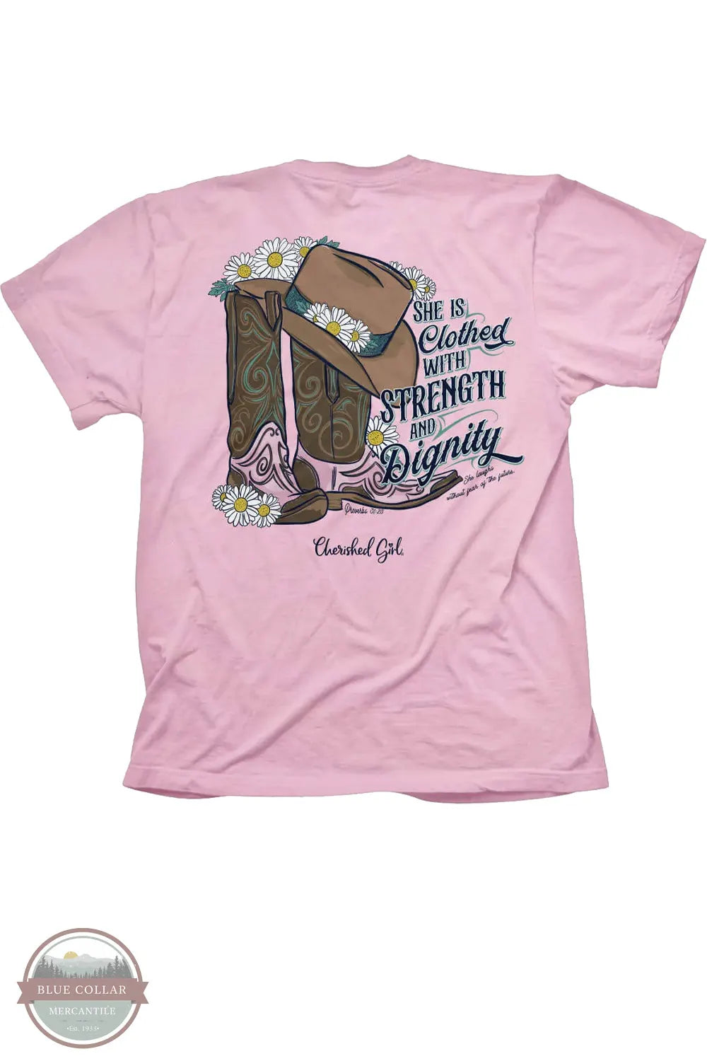 Kerusso CGA4557 Cherished Girl Women's Strength Boots T-Shirt in Pink back image of t-shirt shown