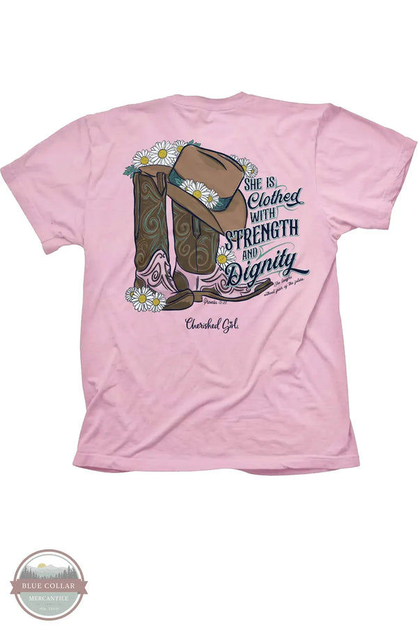 Kerusso CGA4557 Cherished Girl Women's Strength Boots T-Shirt in Pink back image of t-shirt shown