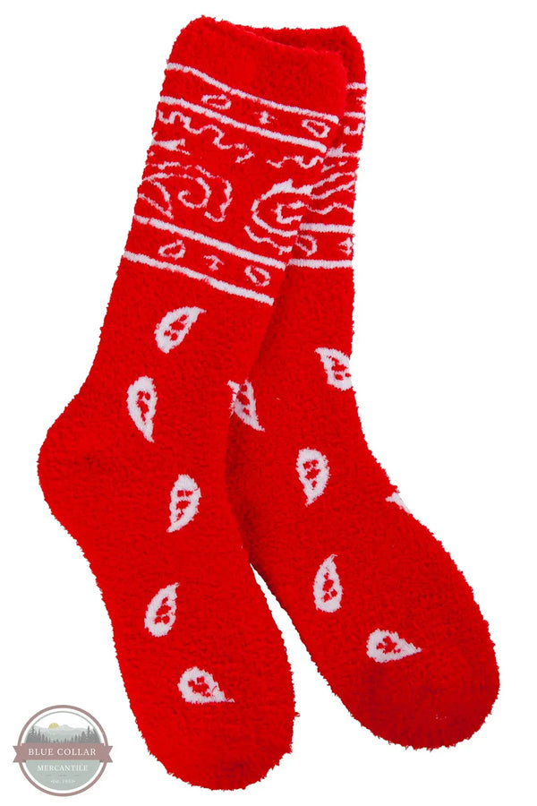 World's Softest WSCZCRW-663 Cozy Bandana Crew Sock in Bandana Red