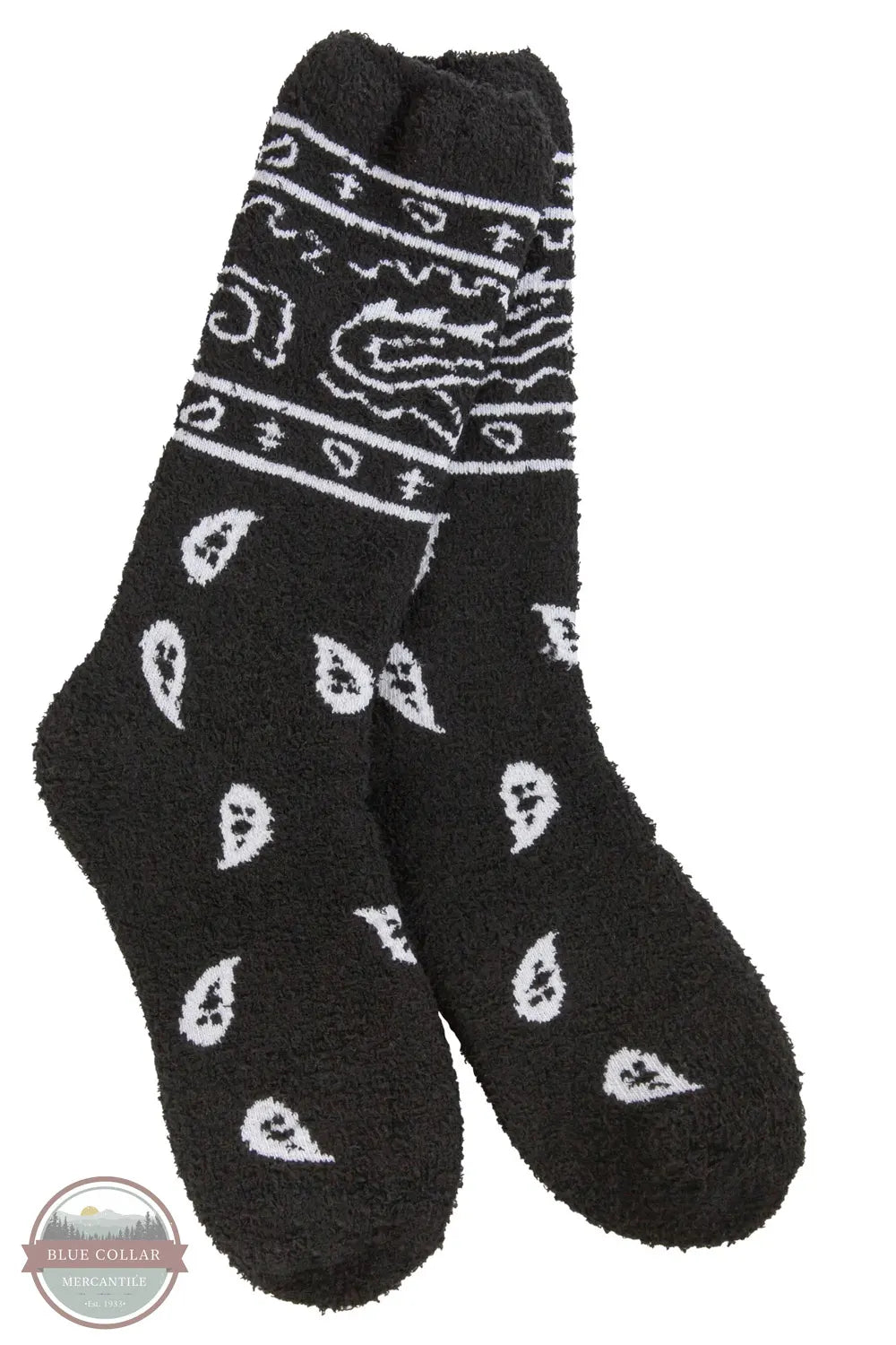 World's Softest WSCZCRW-001 Cozy Bandana Crew Sock in Bandana Black