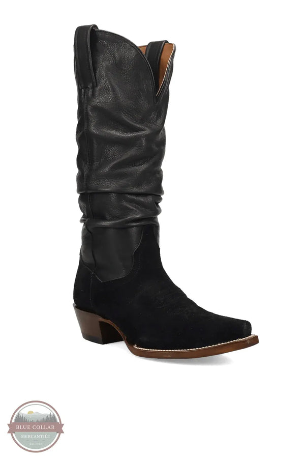 Dan Post DP7099 Cowgirl Chic Black Slouch Snip Toe Western Boot 3/4 view