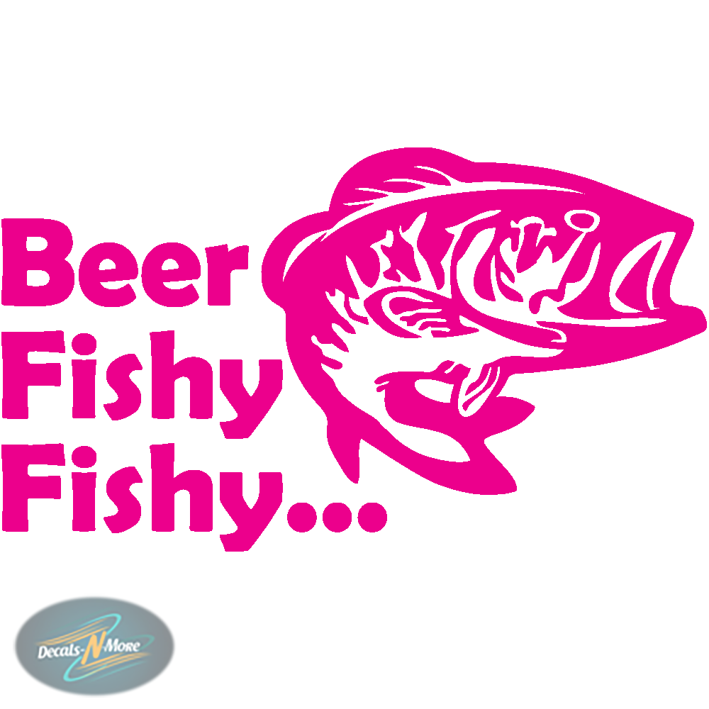 Beer Fishy Fishy vinyl decal funny fishing sticker in Pink