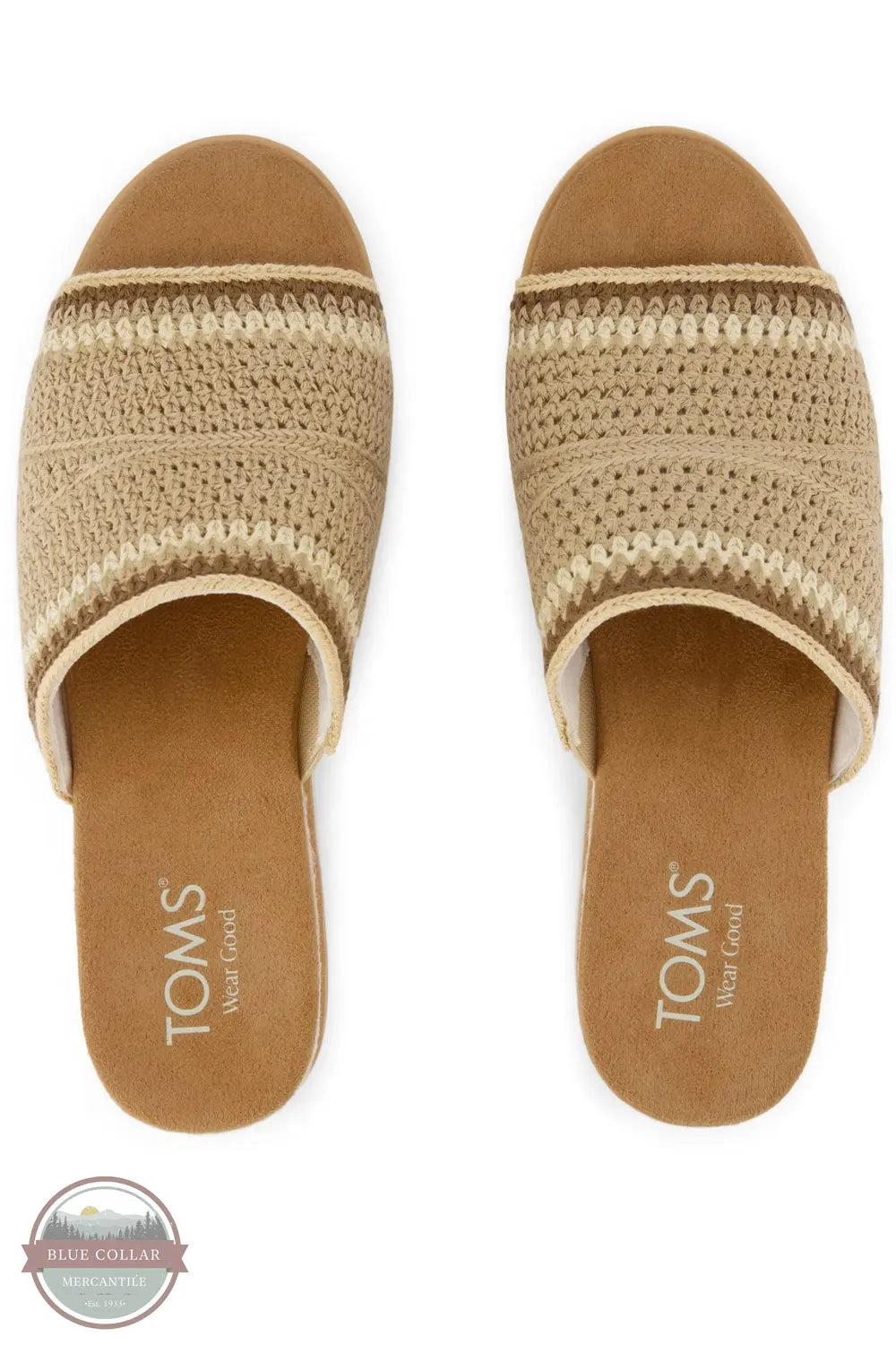 TOMS 10023079 Diana Wedge Mule Sandal in Almond Crochet top view