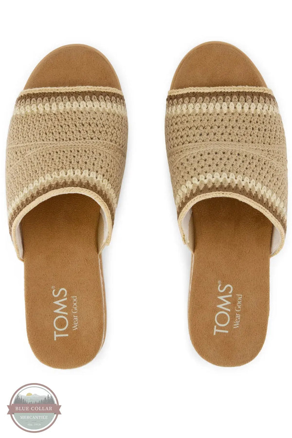 TOMS 10023079 Diana Wedge Mule Sandal in Almond Crochet top view