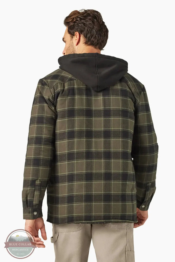 Dickies TJ211 Mens Hooded Sherpa Flannel Shirt Jacket in A49, rear