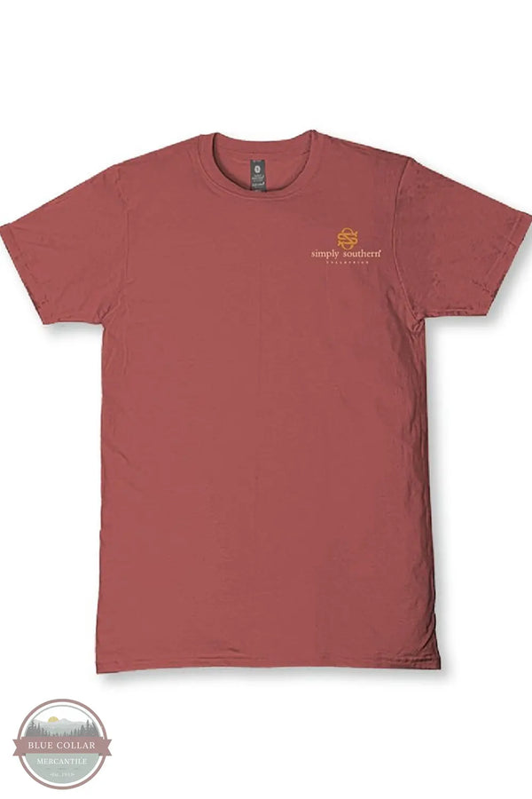 Simply Southern SS-FARM-MAPLE Ladies Farm Animal Short Sleeve T-Shirt in Maple front of shirt with pocket imprint