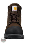 Carhartt FL6330-M Hamilton 6" Waterproof Composite Toe Work Boot in Dark Brown, A brown Carhartt work boot with a black toe cap and black sole, shown from a front-facing perspective on a white background.