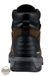 Carhartt FL6330-M Hamilton 6" Waterproof Composite Toe Work Boot in Dark Brown, A rear three-quarter view of a Carhartt mid-calf work boot, featuring a black leather upper with brown suede panels, a black pull tab, and a thick black and gray sole, set against a plain white background.