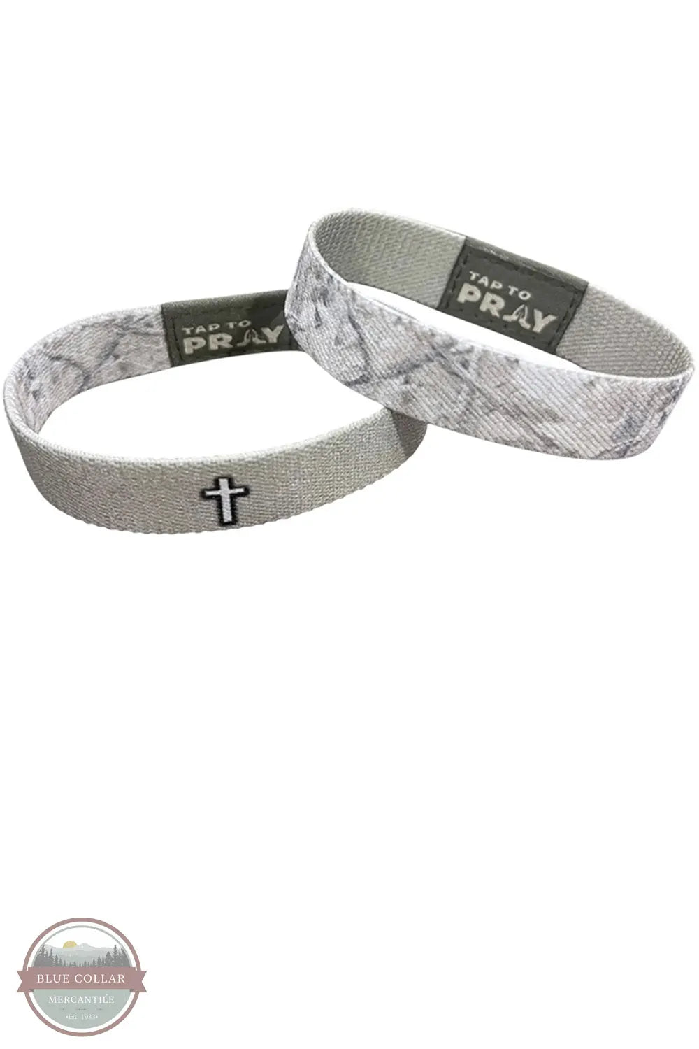 Versible's Forest Camo Drift Tap To Pray Wristband both reversible sides shown
