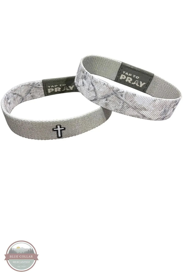 Versible's Forest Camo Drift Tap To Pray Wristband both reversible sides shown