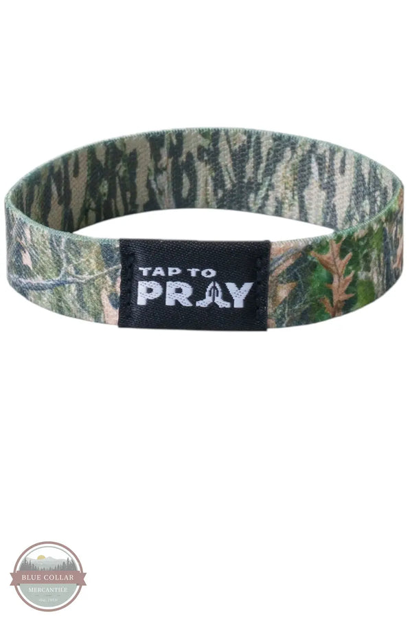 Versible's Forest &amp; Tree Bark Camo Tap To Pray Wristband forest side shown