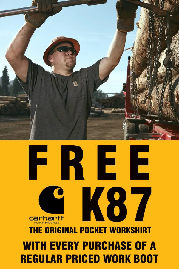 Carhartt K87 Free T-Shirt with every regular priced work boot purchase!