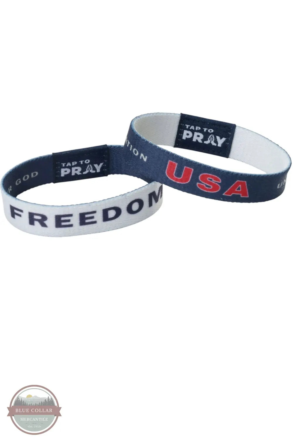 Versible's Freedom Tap To Pray® Wristband both reversible sides shown