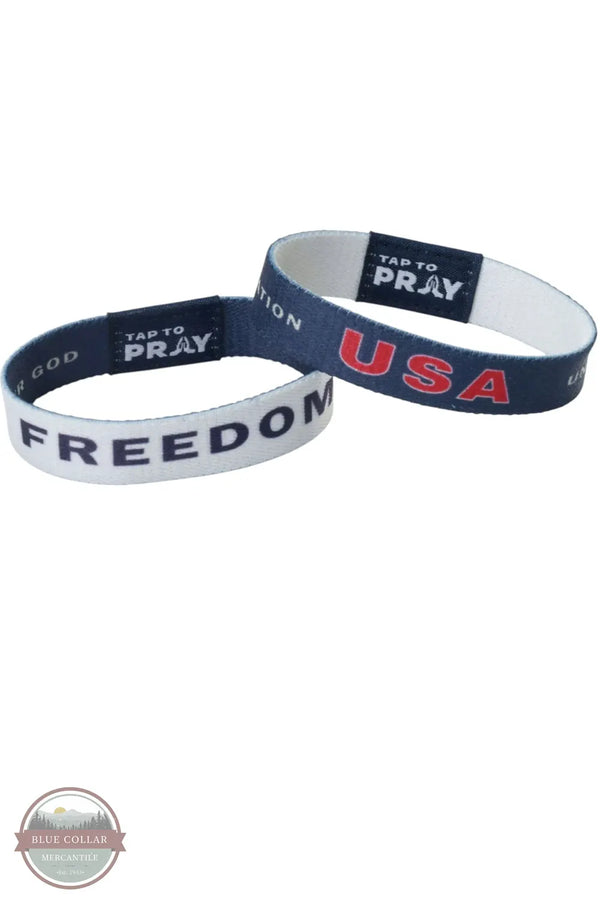Versible's Freedom Tap To Pray® Wristband both reversible sides shown