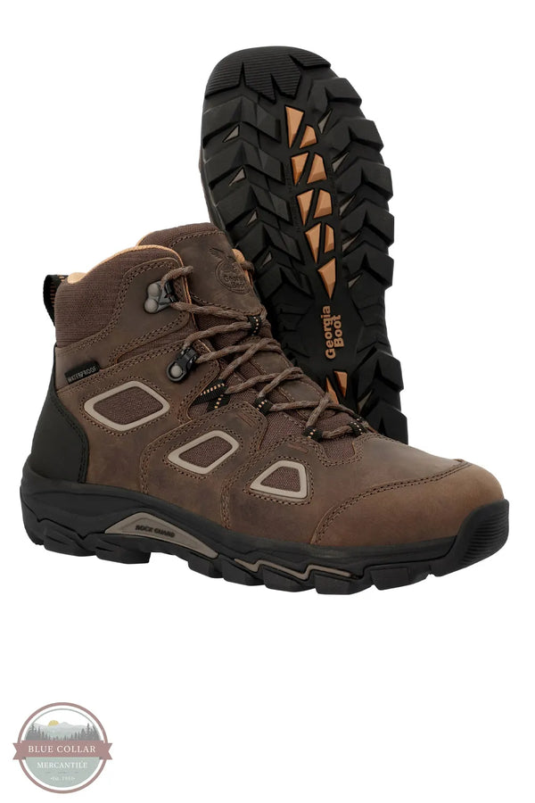 Georgia GB00749 Men's Trailpoint Hiking Boot Soft Toe in Brown side and sole shown