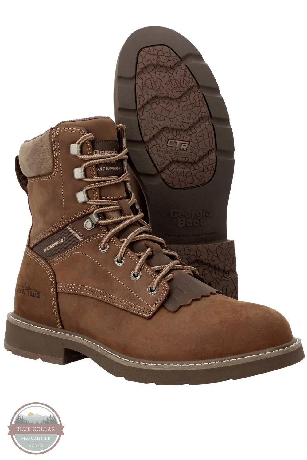 Georgia GB00761 Men's Core 37 Farm and Ranch Round Toe Lacer | Waterproof pair shown together