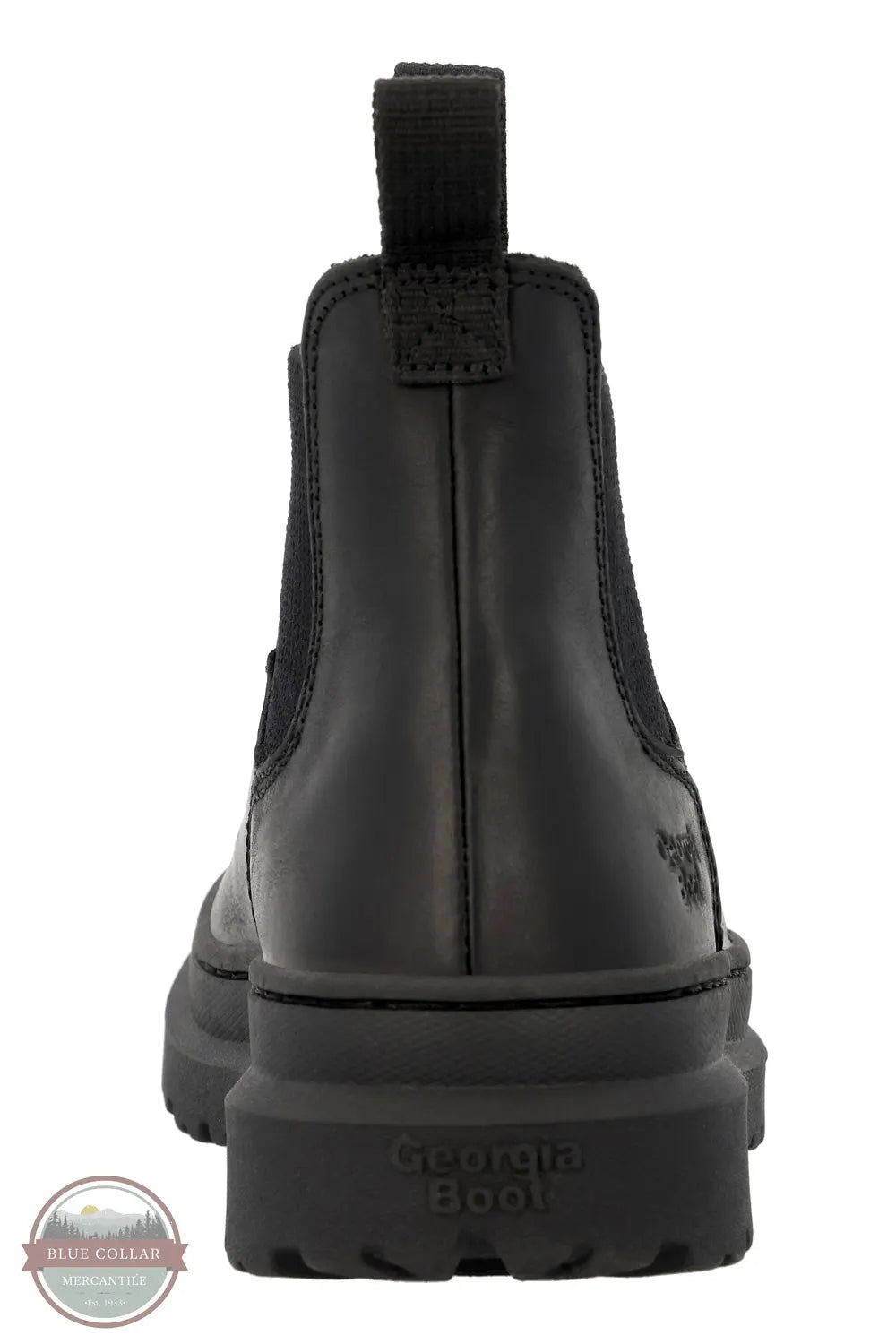 Georgia GB00764 Women's Romeo Superlyte Chelsea Pull On Work Boot in Black back heel view