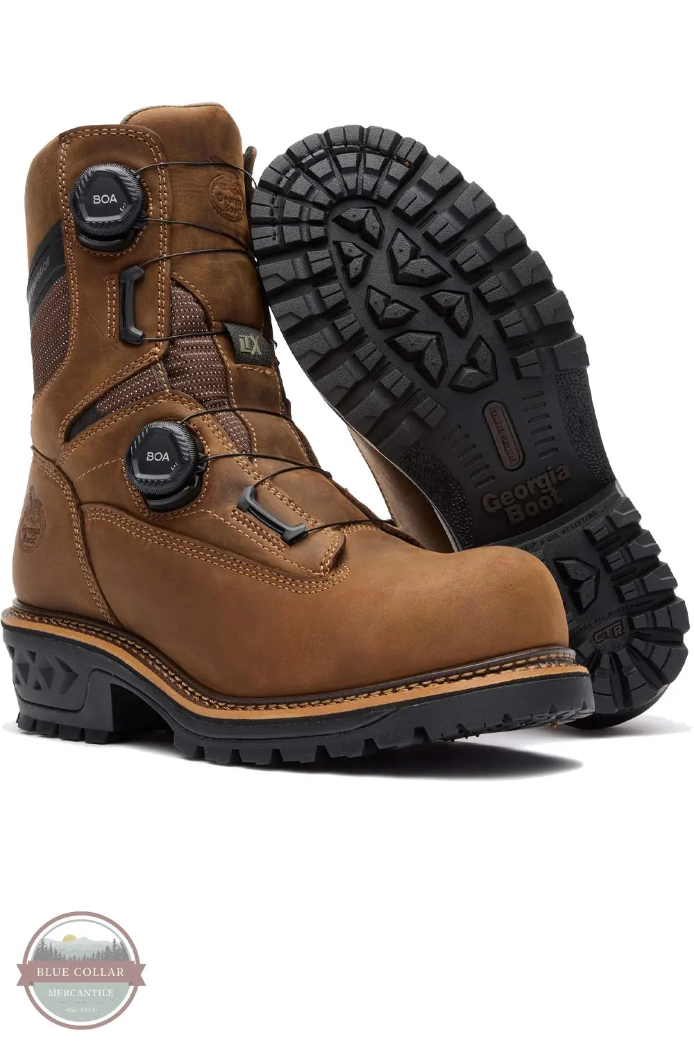 Georgia GB00732 LTX Logger Waterproof Composite Toe BOA Work Boot pair shown together