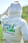 Hooey GH2604CR "Hooey Hills" Cowboy Golf Hoodie in White shown back print on model